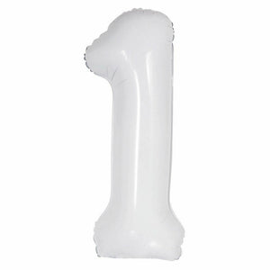 16 inch White Number 1 Foil Balloons