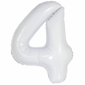 16 inch White Number 4 Foil Balloons
