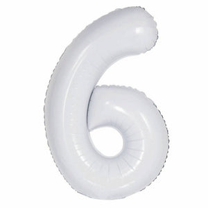 16 inch White Number 6 Foil Balloons