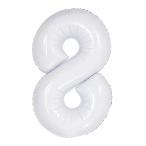 16 inch White Number 8 Foil Balloons