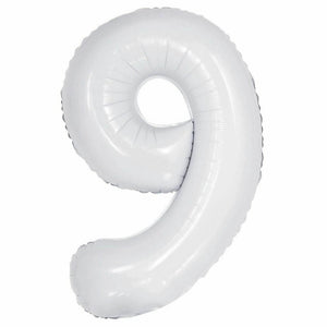 16 inch White Number 9 Foil Balloons