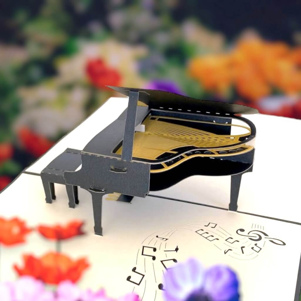Online Party Supplies Australia Handmade Grand Piano 3D Pop Up Card - Pop Up Musical Instrument Cards