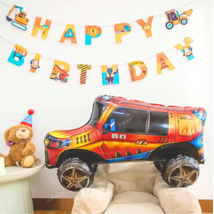 3D Freestanding Orange Monster Truck Foil Balloon