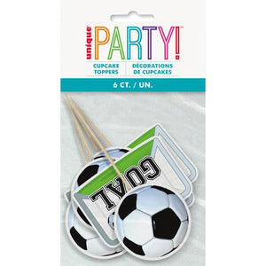 3D Soccer Cupcake Toppers picks 6pk boys sports football party cake decorations