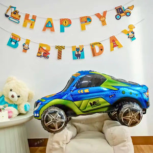 3D Standing Blue Racing Car Foil Balloon