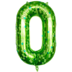 40 inch lime green pixel number 0 foil balloon for gaming birthday party décor