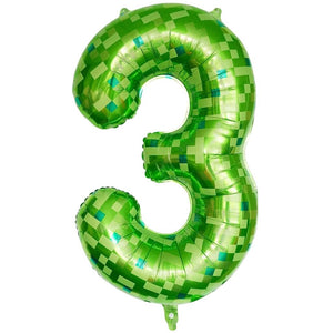 40 inch pixel miner number 3 balloon for kids video game party decorations