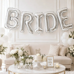 40-inch Jumbo Silver BRIDE Foil Balloon Banner