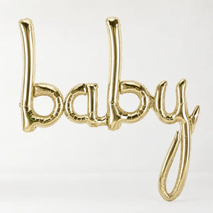 White Gold 'baby' Script Baby Shower Foil Balloon