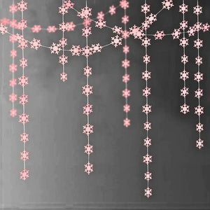 4m Matte Blush Pink Christmas Snowflakes Paper Garland – Holiday Party Decoration
