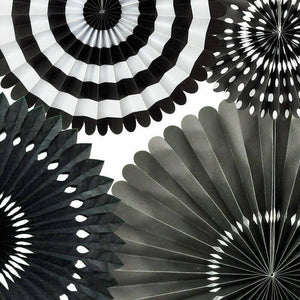 Black Hanging Decorative Paper Fan 4 Pack