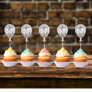 5-inch Mini Silver Confetti Balloon Cake Topper Kit