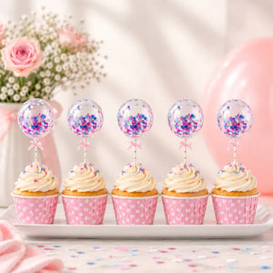 Mini Colourful Confetti Balloon Wands 5pk