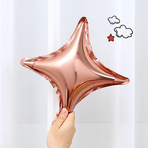 9-inch Rose Gold Four Point Star Foil Balloons 10 Pack