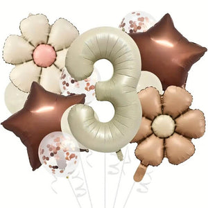 DIY retro balloon bundle in cream, brown and rose gold for birthdays number 3