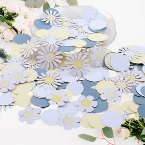Sweet Daisy Flower Paper Confetti - Yellow & Blue
