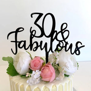 Acrylic Black '30 & Fabulous' Cake Topper