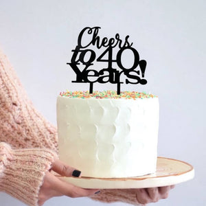Acrylic Black 'Cheers to 40 Years!' Cake Topper