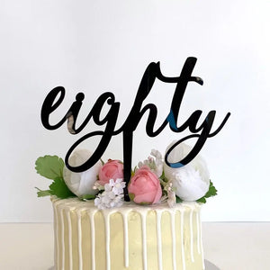 Acrylic Black 'eighty' Birthday Cake Topper