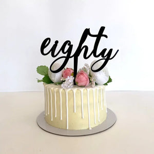 Acrylic Black 'eighty' Birthday Cake Topper