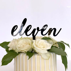 Acrylic Black 'eleven' birthday Cake Topper