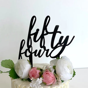 Acrylic Black 'fifty four' Birthday Cake Topper