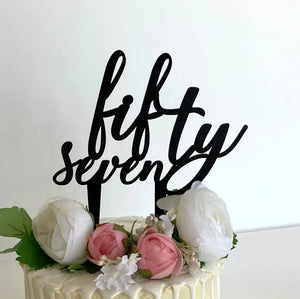 Acrylic Black 'fifty seven' Birthday Cake Topper