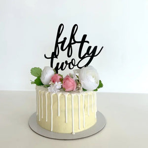 Acrylic Black 'fifty two' Birthday Cake Topper