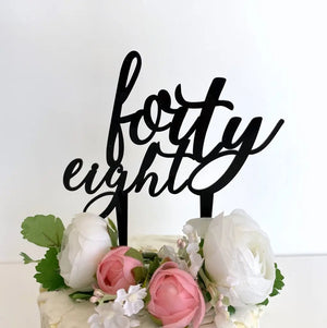 Acrylic Black 'forty eight' Birthday Cake Topper