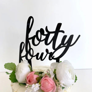 Acrylic Black 'forty four' Birthday Cake Topper