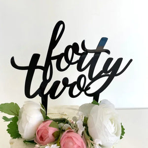 Acrylic Black 'forty two' Birthday Cake Topper