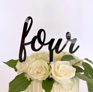 Acrylic Black 'Four' Birthday Cake Topper