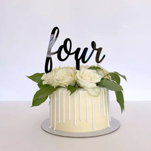 Acrylic Black 'Four' Birthday Cake Topper