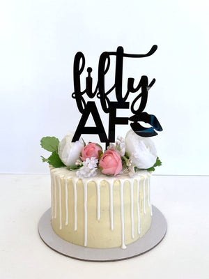 Acrylic Gold 'fifty AF' Birthday Cake Topper