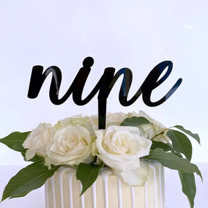 Acrylic Black 'nine' birthday Cake Topper