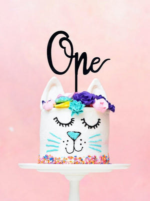 Acrylic Black Script Number 'One' Birthday Cake Topper