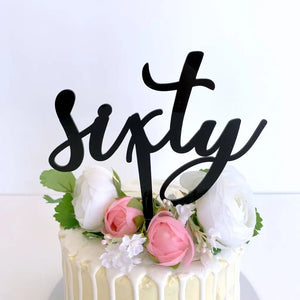 Acrylic Black 'Sixty' Birthday Cake Topper