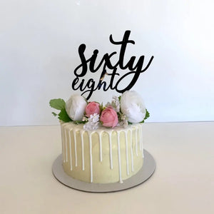 Acrylic Black 'sixty eight' Birthday Cake Topper