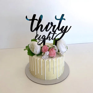 Acrylic Black 'thirty eight' Birthday Cake Topper