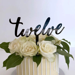 Acrylic Black 'Twelve' 12th birthday Cake Topper