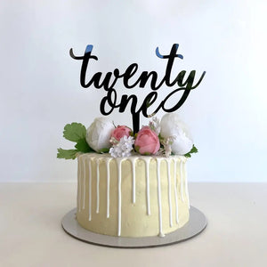 Acrylic Black 'twenty one' Birthday Cake Topper