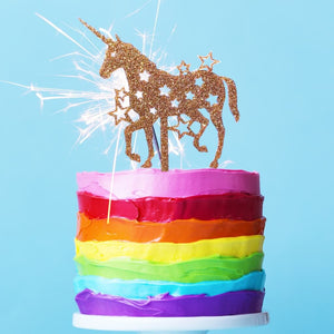 Acrylic Brown Glitter Unicorn Cake Topper