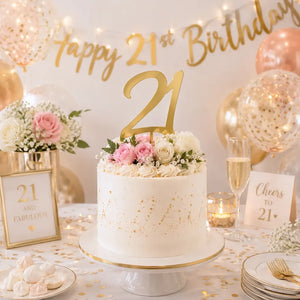 Acrylic Gold Age 21 Birthday Cake Topper