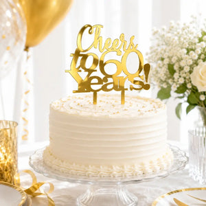 Acrylic Gold 'Cheers to 60 Years!' Cake Topper