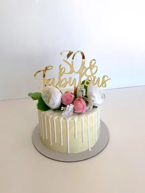 Acrylic Gold Mirror '30 & Fabulous' 30th birthday Cake Topper