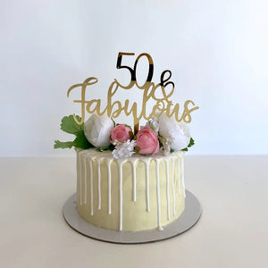 Acrylic Gold Mirror 50 & Fabulous Cake Topper