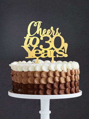 Acrylic Gold Mirror 'Cheers to 30 Years!' Cake Topper