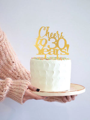 Acrylic Gold Mirror 'Cheers to 30 Years!' Cake Topper