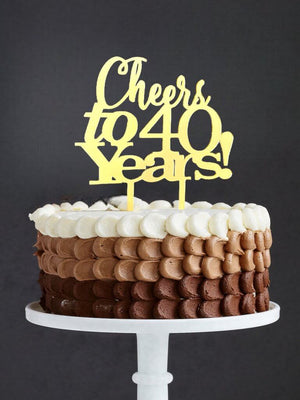 Acrylic Gold Mirror 'Cheers to 40 Years!' Cake Topper
