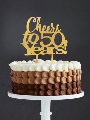 Acrylic Gold Mirror 'Cheers to 50 Years!' Cake Topper